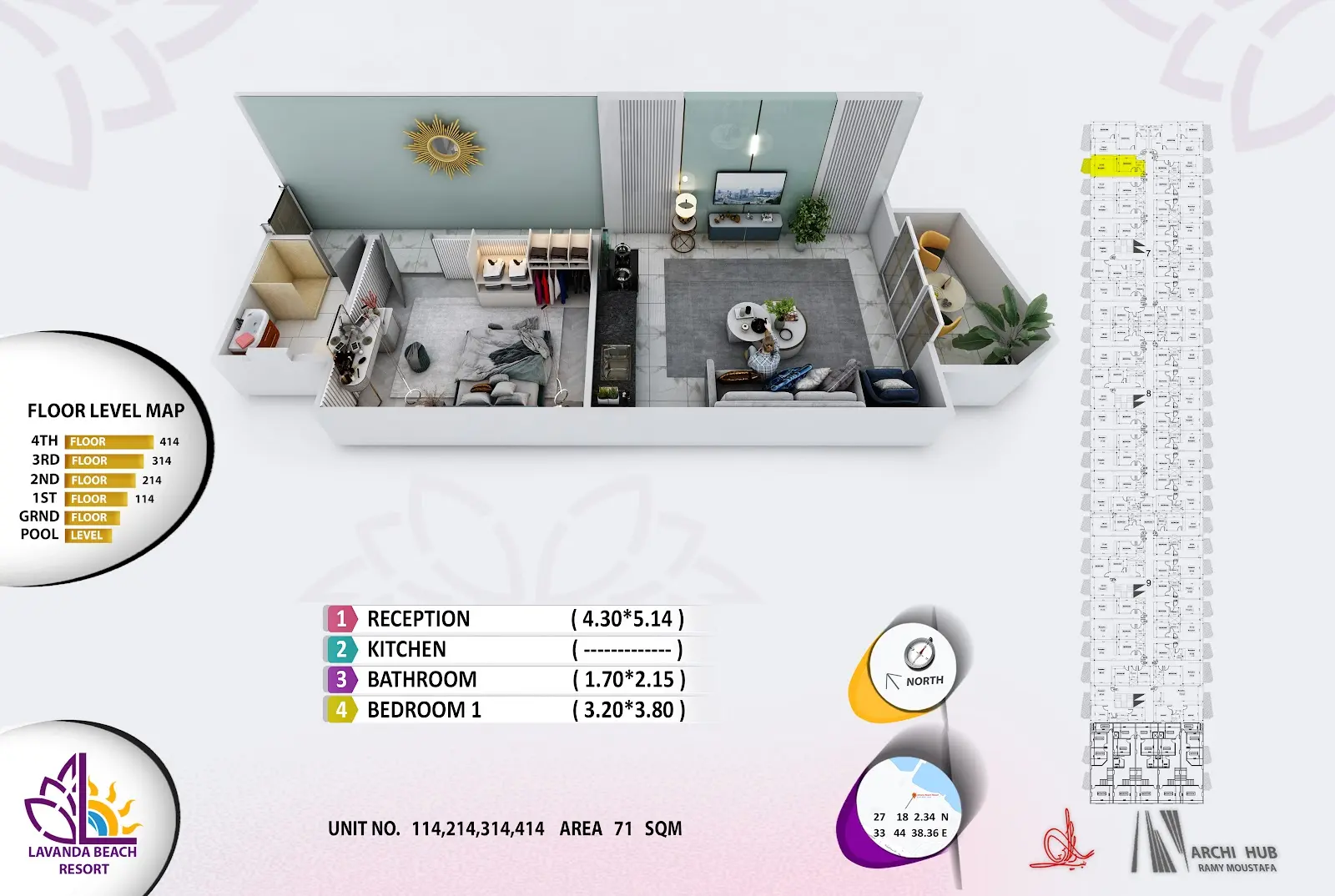 1-bedroom apartment 114, building 7 — Lavanda Beach Resort