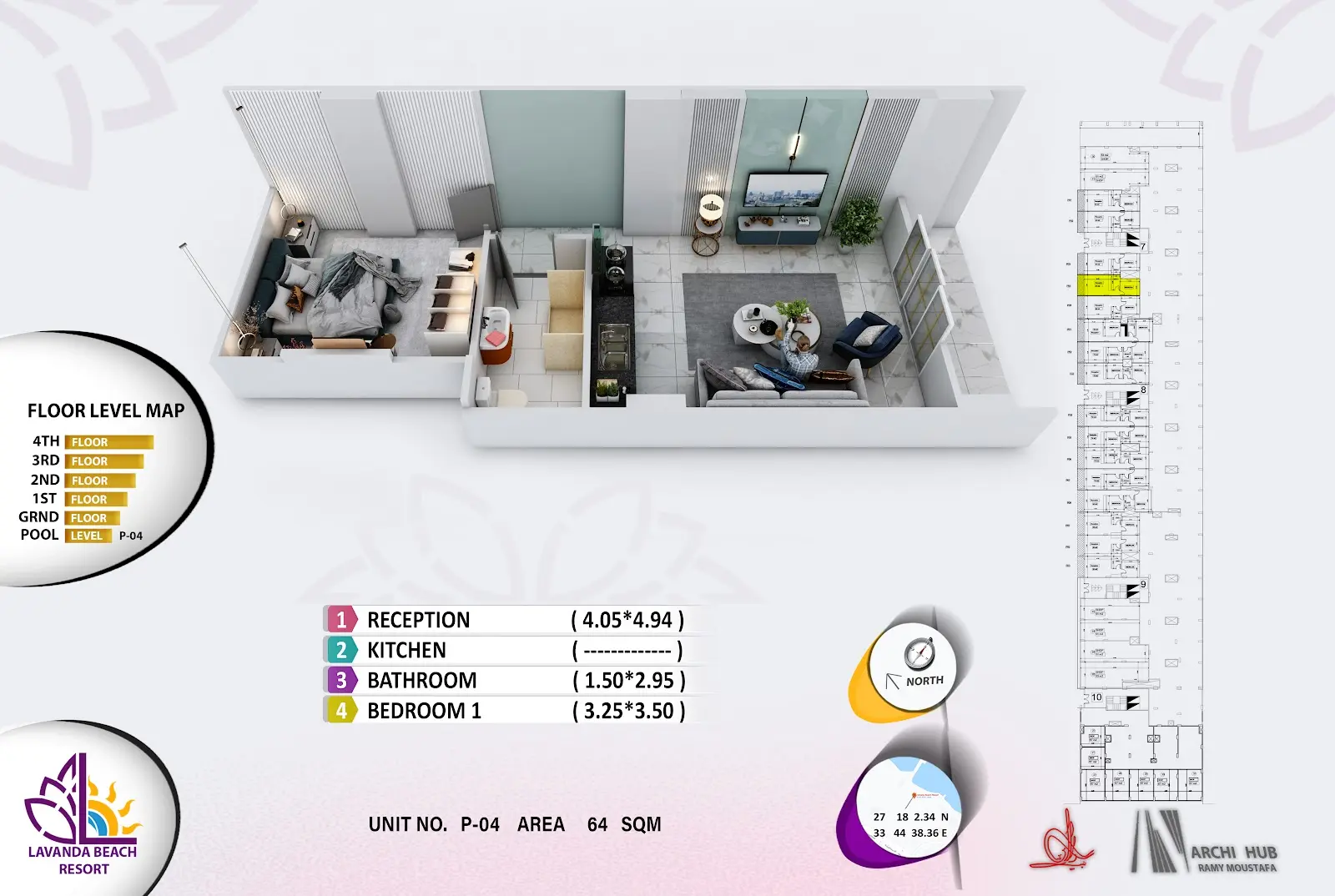 1-bedroom apartment B4, building 7 — Lavanda Beach Resort