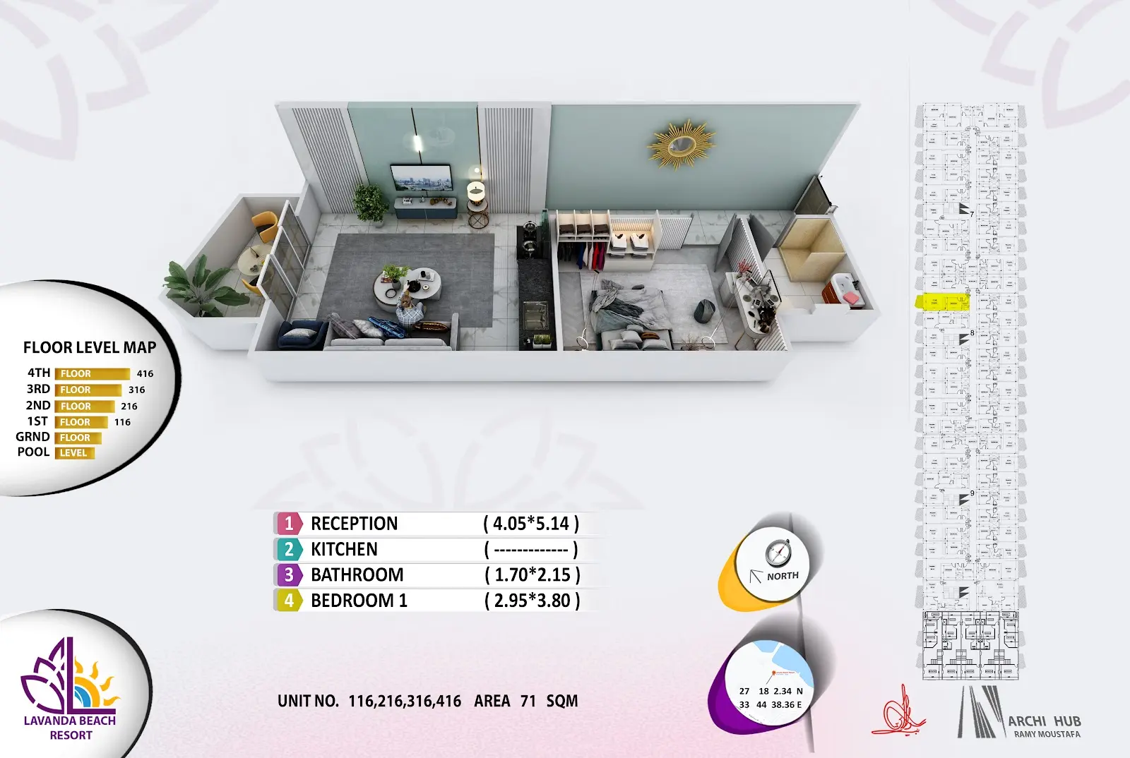 1-bedroom apartment 116, building 8 — Lavanda Beach Resort