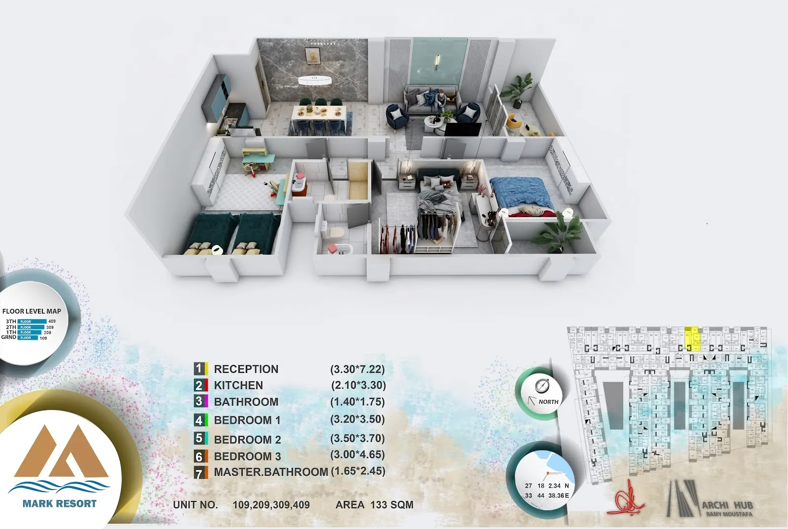 3-bedroom apartment 109, building 2 — Mark Resort