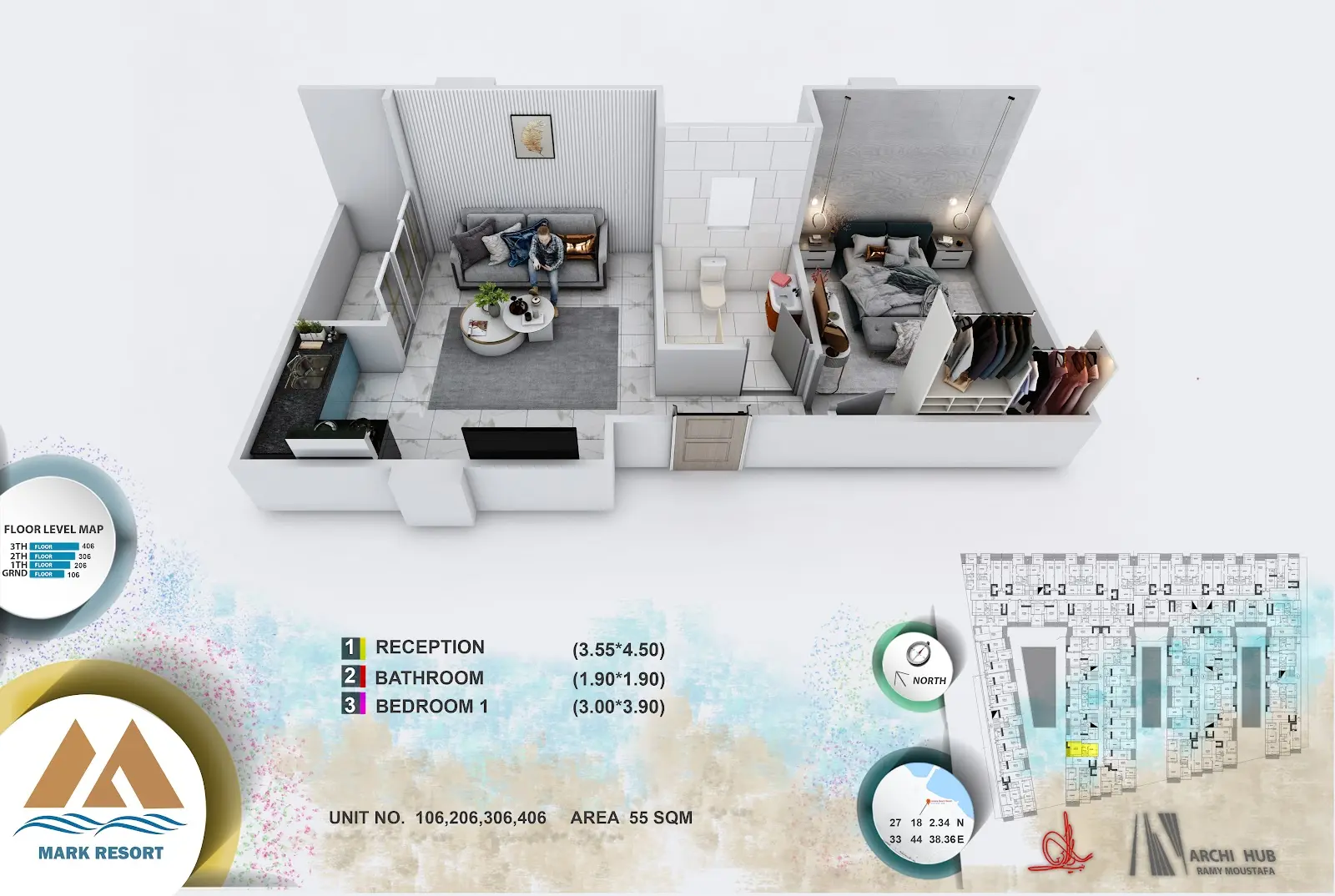 1-bedroom apartment 406, building 4 — Mark Resort
