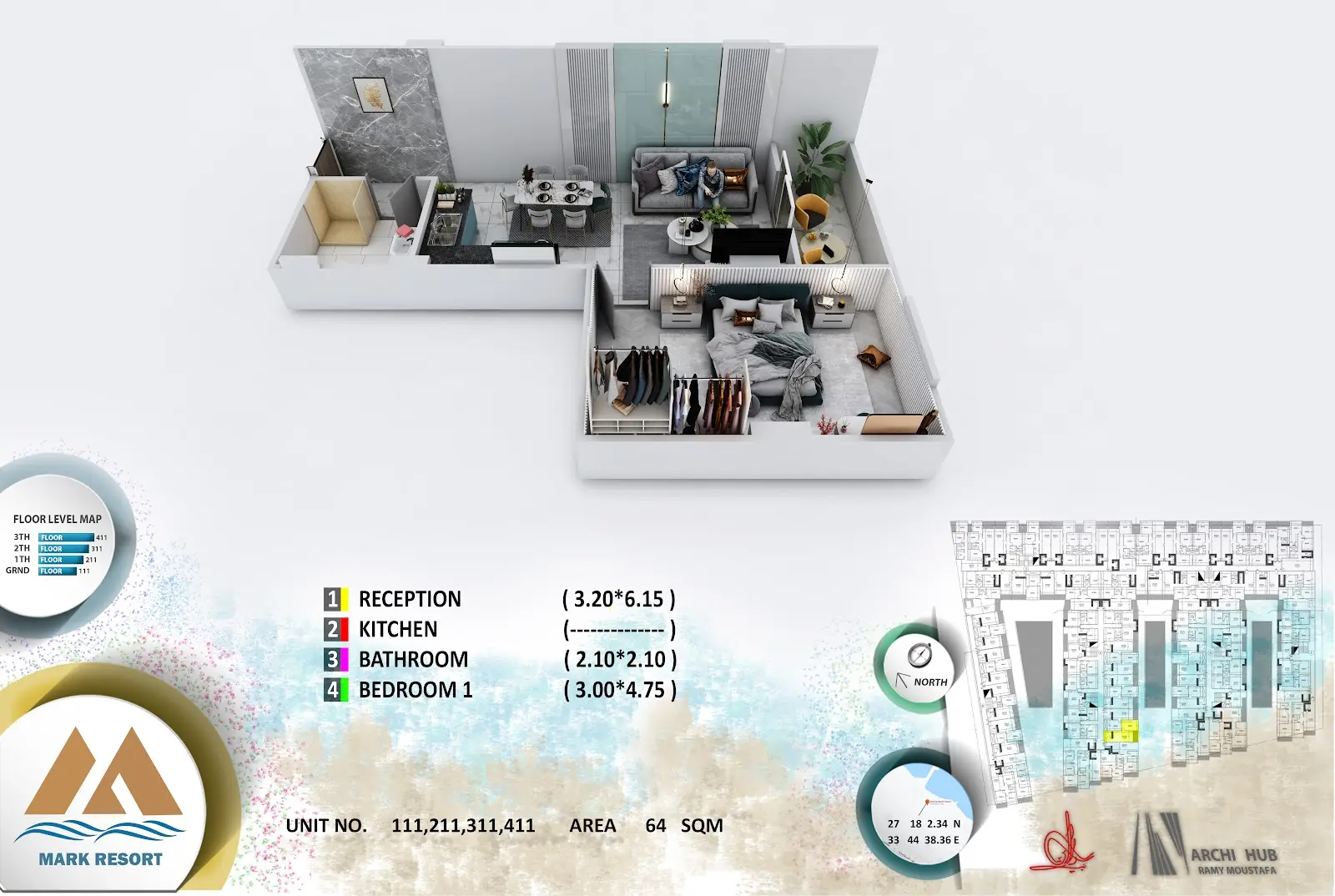 1-bedroom apartment 111, building 4 — Mark Resort