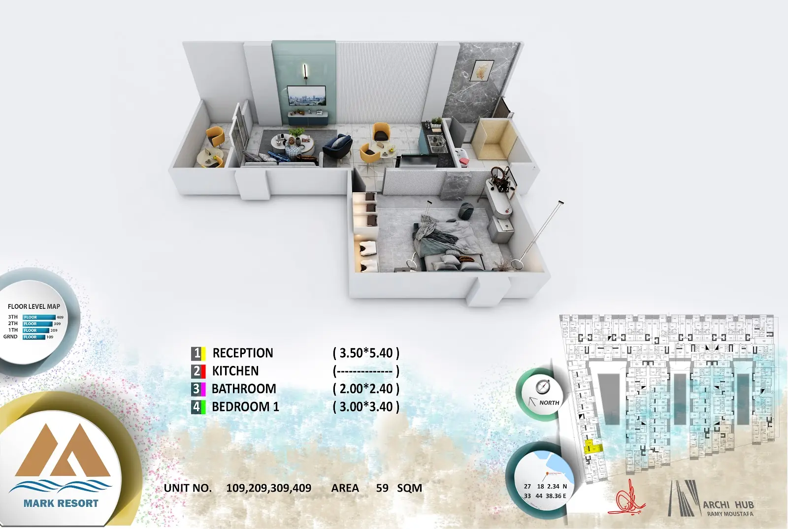 1-bedroom apartment 109, building 6 — Mark Resort